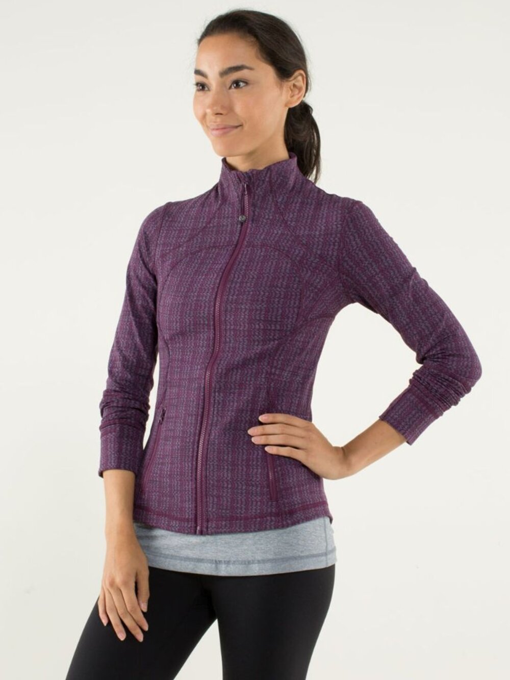 Lululemon Forme Jacket Cuffins Ziggy Wee September Plum Print Full Zip Stretch